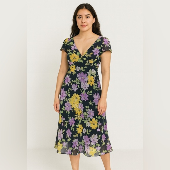 Maurices purple floral chiffon babydoll dress size 9 Fairycore whimsical 90s Y2K - Picture 1 of 10